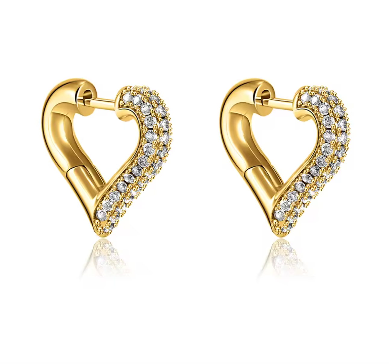 Luxury Multicolor CZ Zircon Heart Hoop Earrings