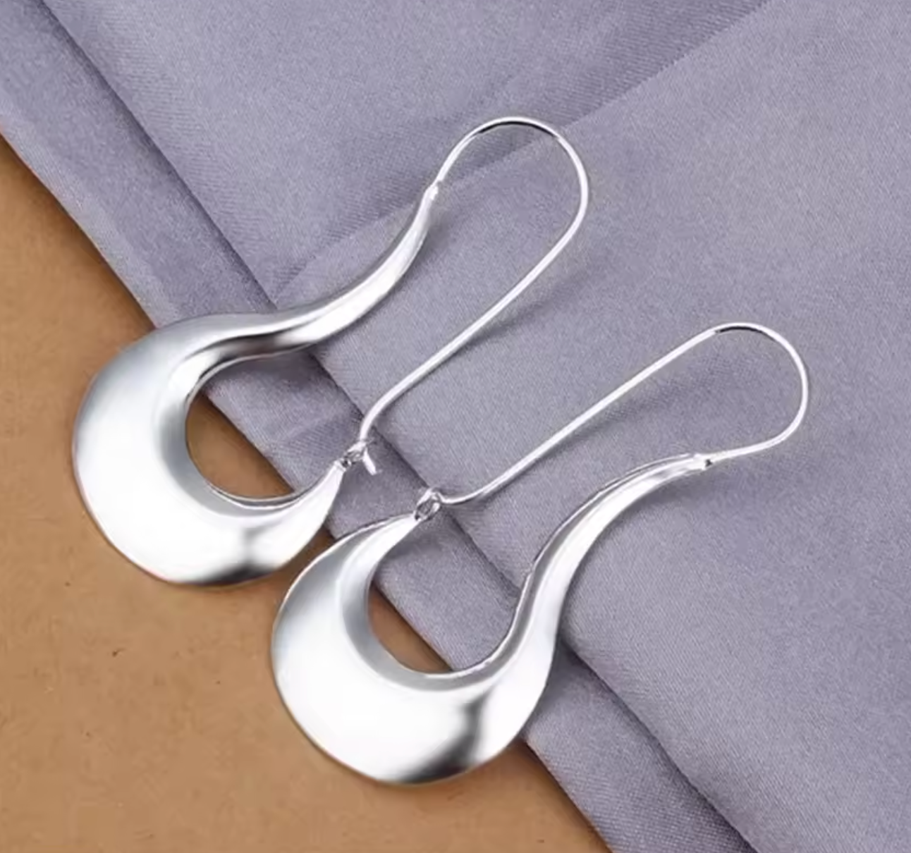 Fine 925 Sterling Silver Hoop Drop Earrings for Women