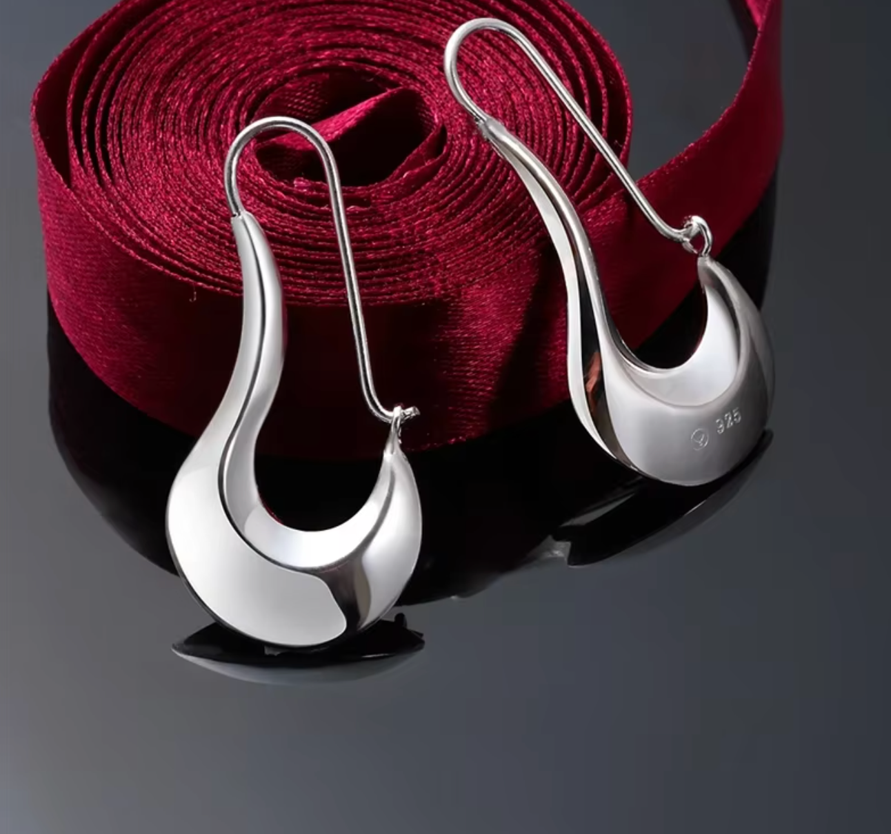 Fine 925 Sterling Silver Hoop Drop Earrings for Women