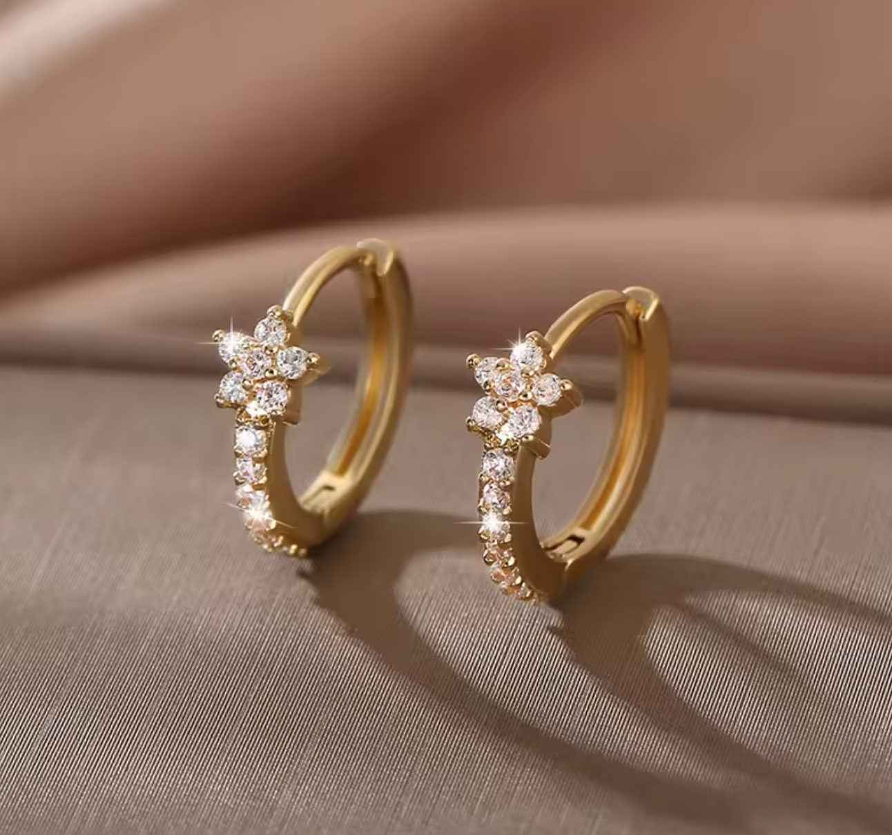 Fashion Stainless Steel Zircon Star Hoop Earrings