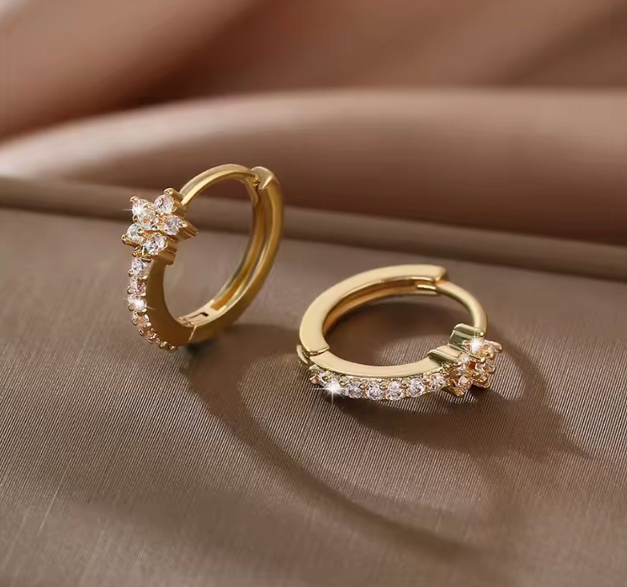 Fashion Stainless Steel Zircon Star Hoop Earrings