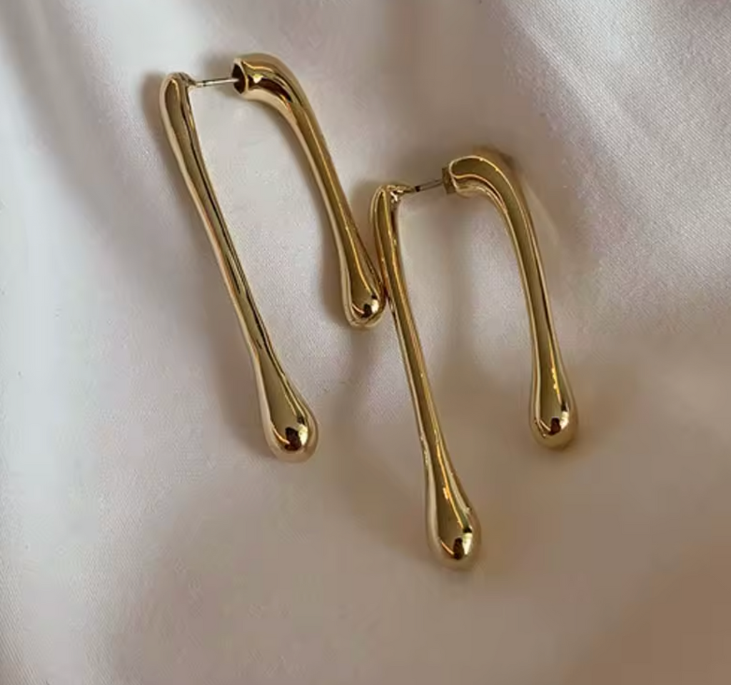 Fashion Metal Water Drop Long Pendant Earrings for Women