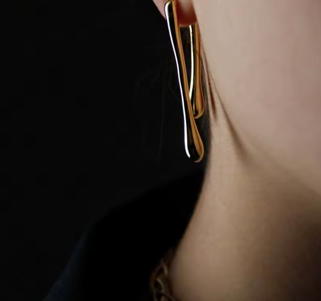 Fashion Metal Water Drop Long Pendant Earrings for Women