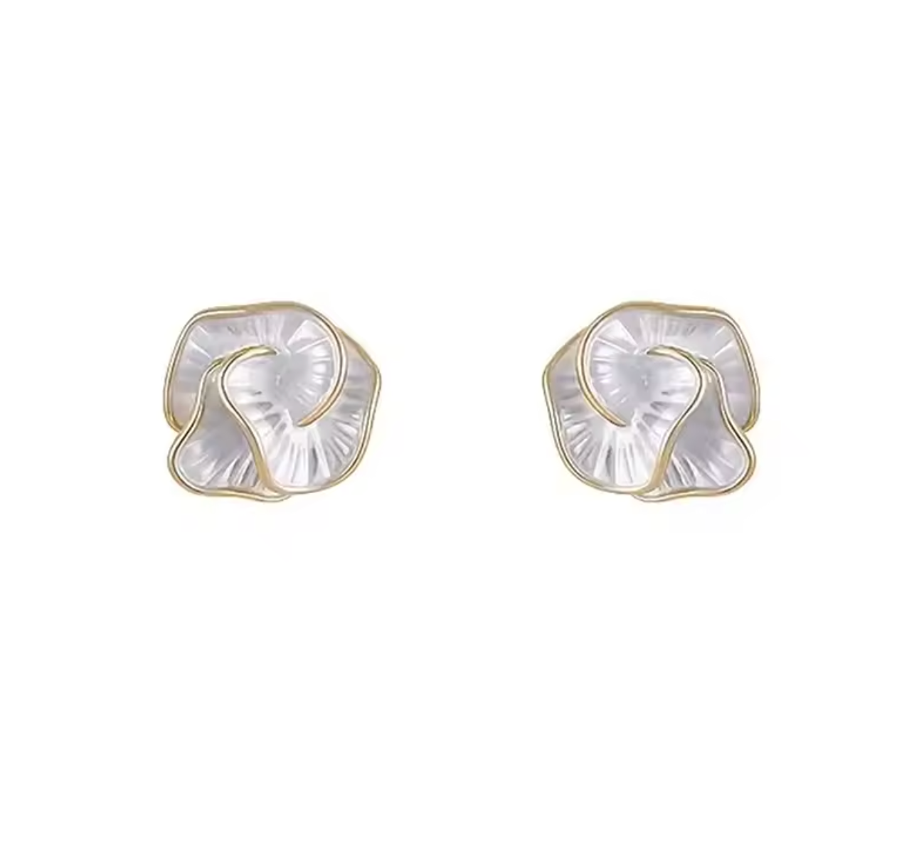 Elegant Flower Stud Earrings White Enamel