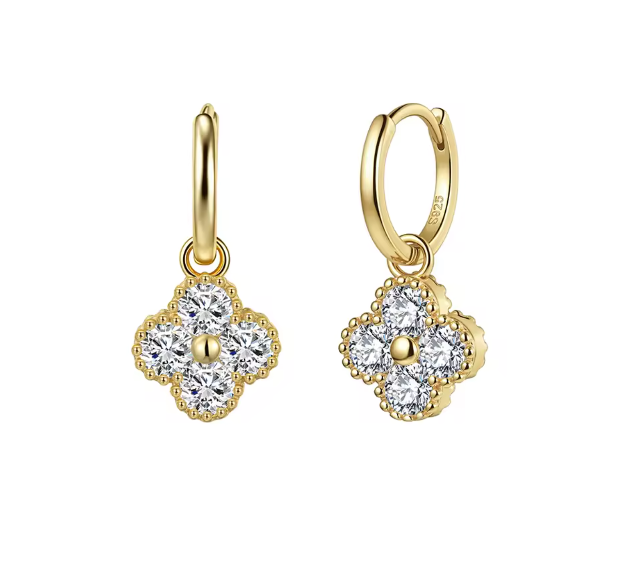 ORSA JEWELS 925 Silver Clover Moissanite Earrings