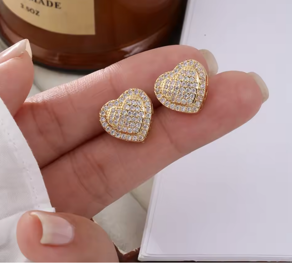 Charm Love Heart Stud Earrings for Women