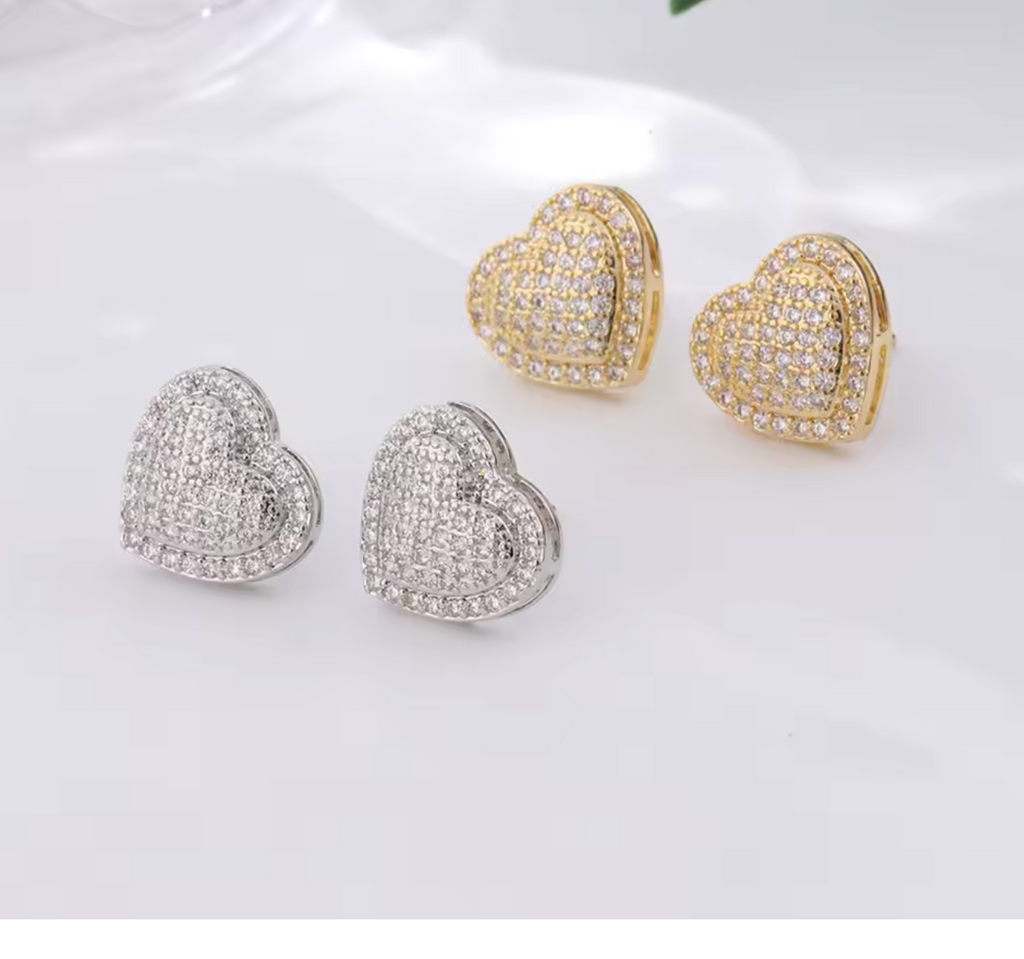 Charm Love Heart Stud Earrings for Women
