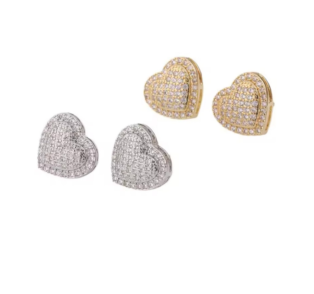 Charm Love Heart Stud Earrings for Women