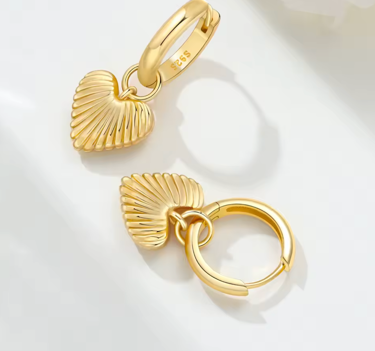 Original 925 Sterling Silver Heart Vintage Luxury Earrings