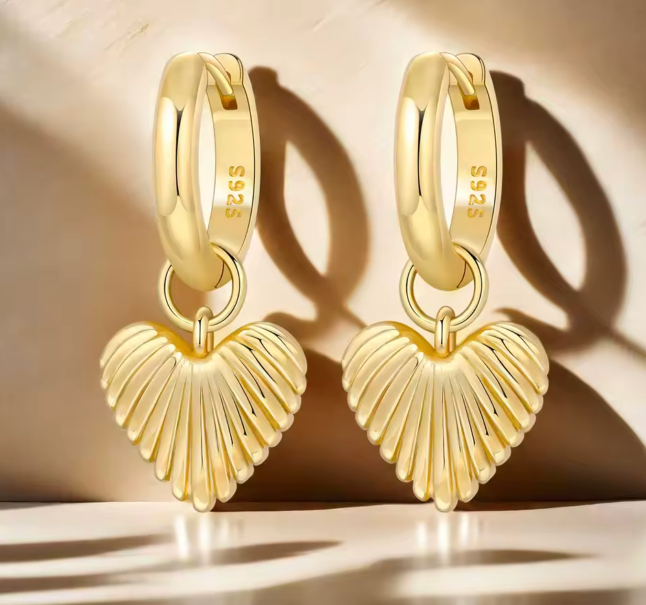 Original 925 Sterling Silver Heart Vintage Luxury Earrings