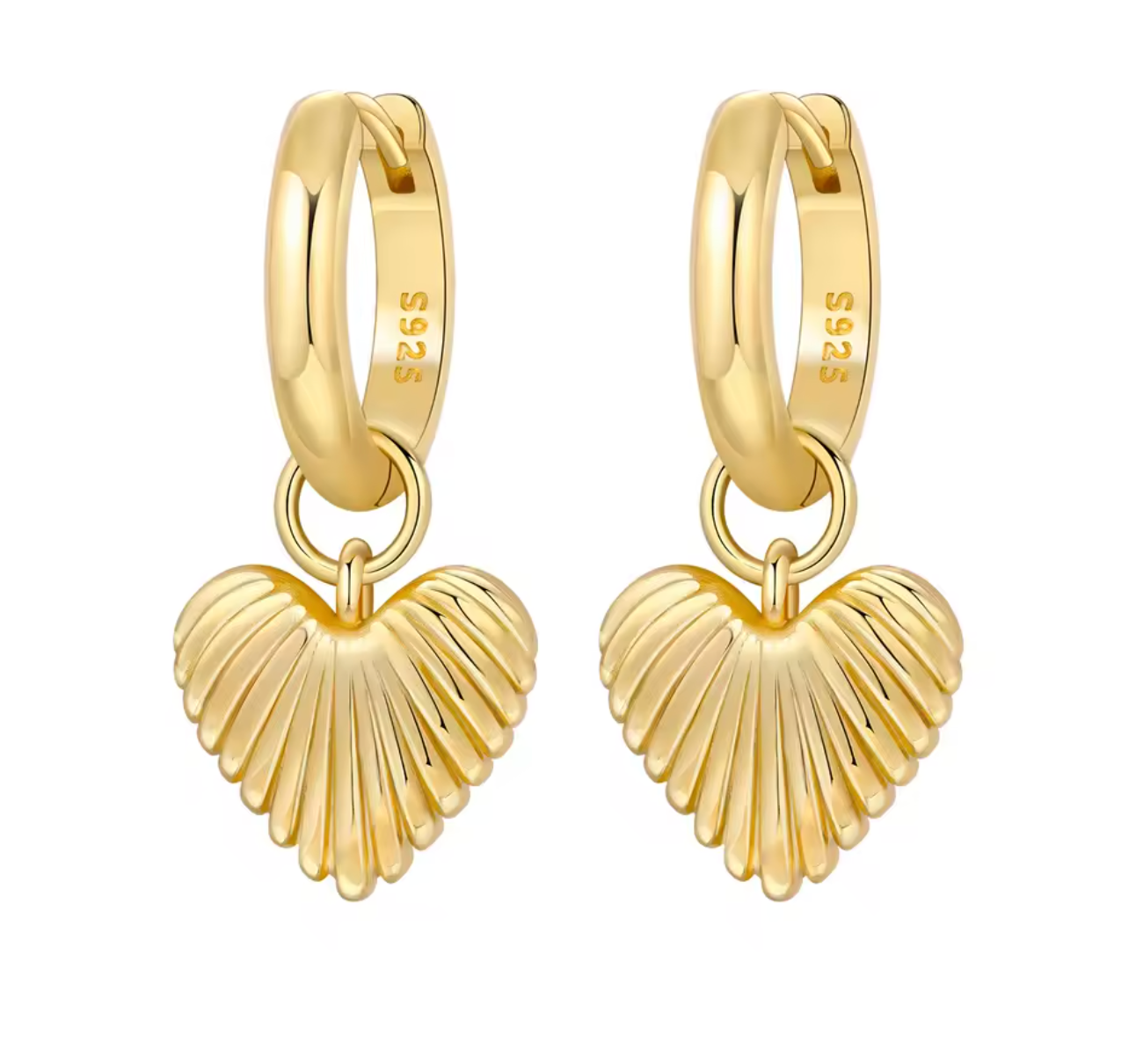 Original 925 Sterling Silver Heart Vintage Luxury Earrings