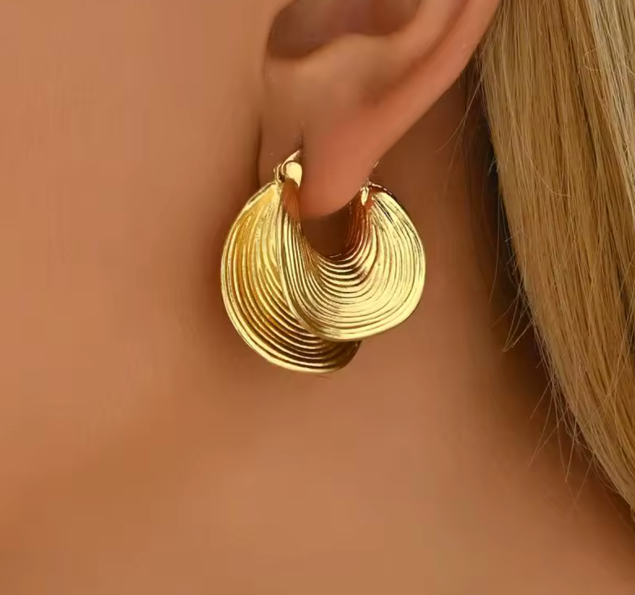 Unique Geometric Irregular Striped Large Earrings