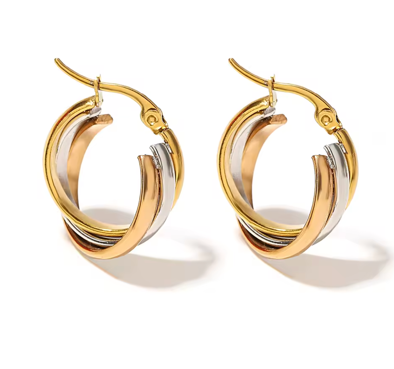 Trendy Stainless Steel U-Shaped Twisted Hoop Earrings