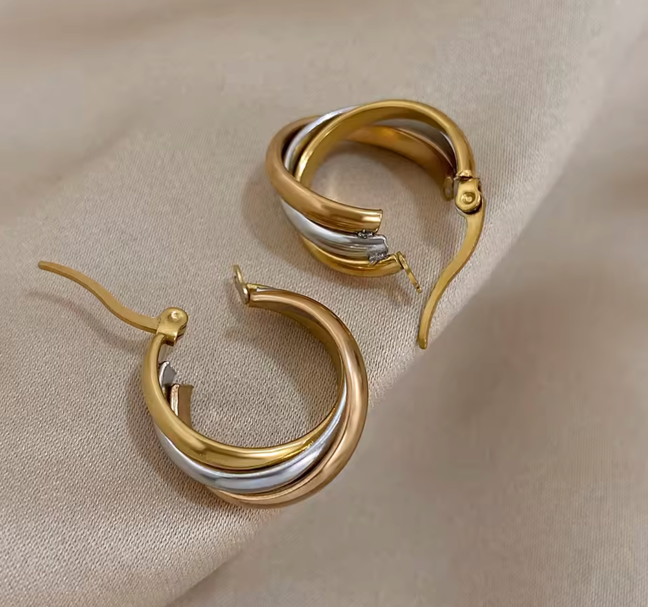 Trendy Stainless Steel U-Shaped Twisted Hoop Earrings