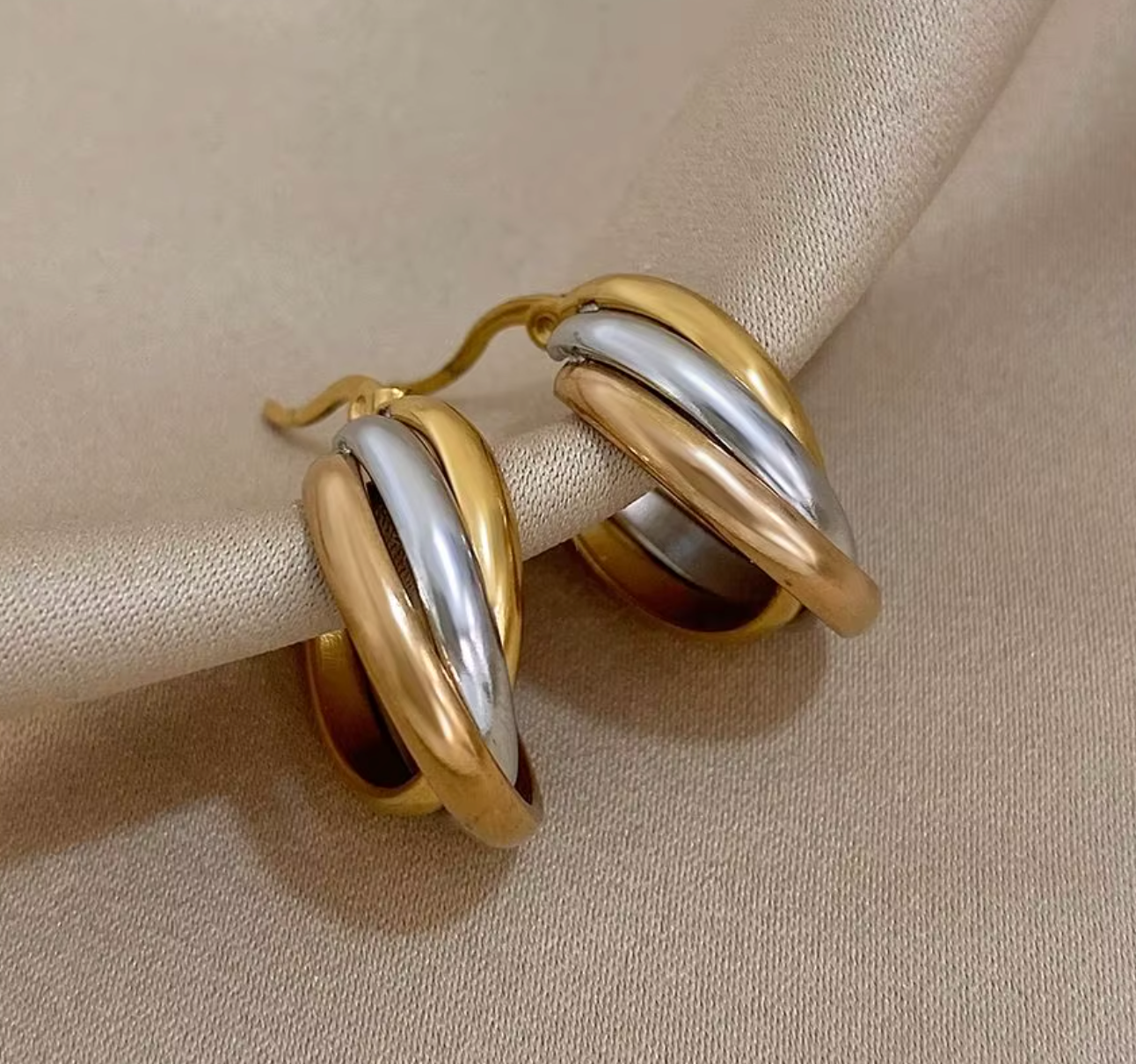 Trendy Stainless Steel U-Shaped Twisted Hoop Earrings