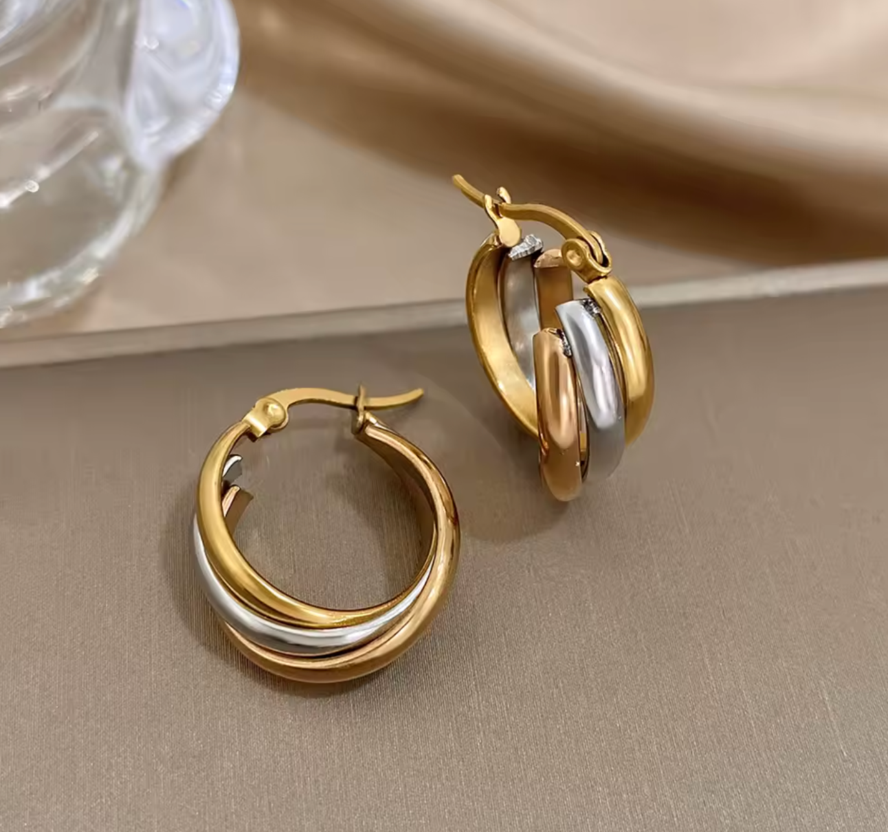 Trendy Stainless Steel U-Shaped Twisted Hoop Earrings