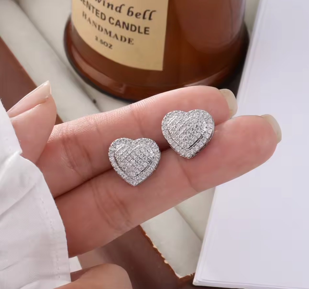 Charm Love Heart Stud Earrings for Women